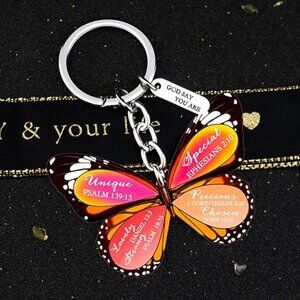 Bible Verse Keychain Bag Charm God Says You Are Butterfly